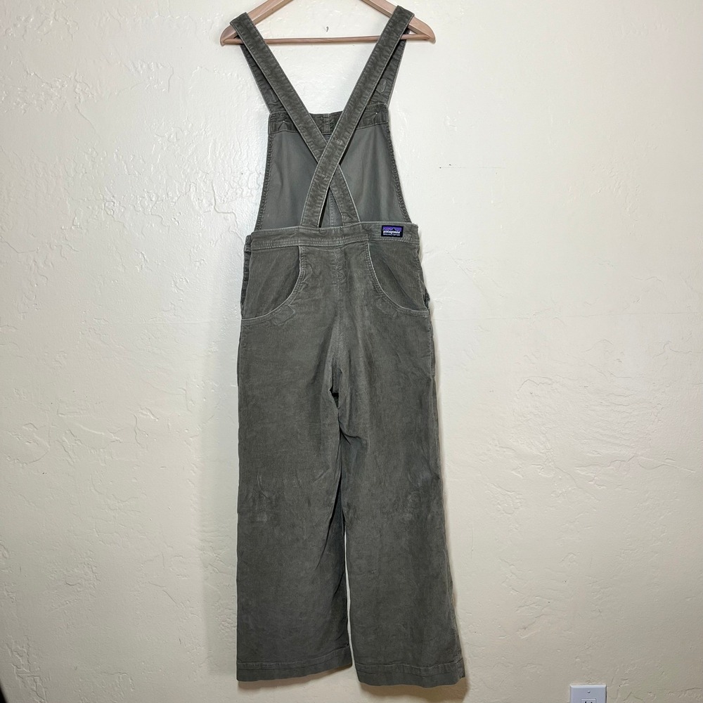 Patagonia Stand Up Corduroy Overalls Womens 2 Sage Green Organic Cotton Wide Leg - Picture 5 of 15